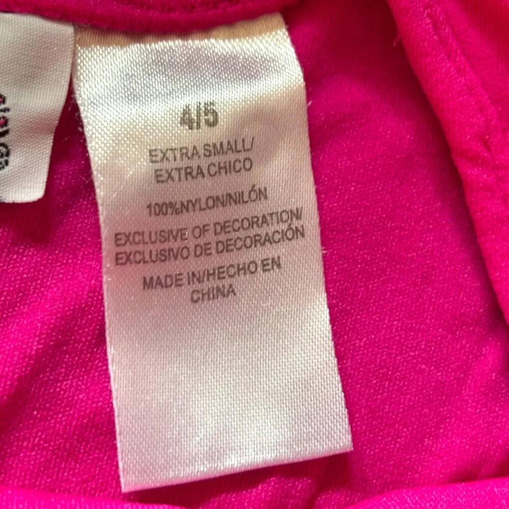 Jacques Moret girl skirted leotard pink black long sleeve gymnastic dance XS 4-5